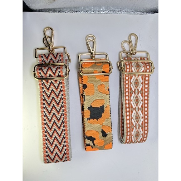Hibate Handbags - Orange/Multi Adjustable Replacement Purse Crossbody Strap Bundle W/Gold Hardware